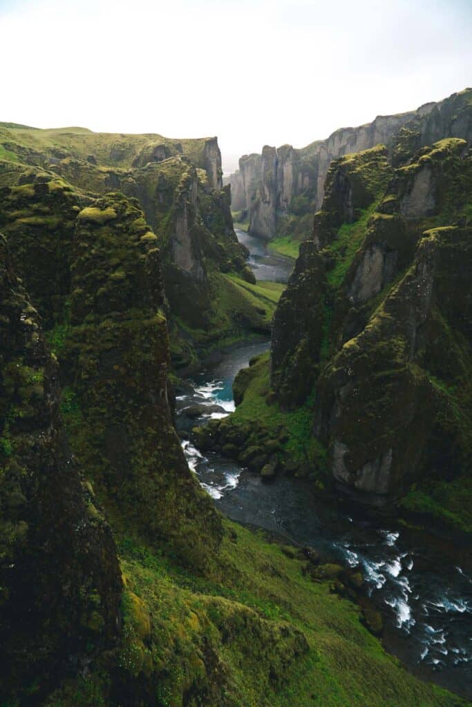 mountains and a river in Iceland