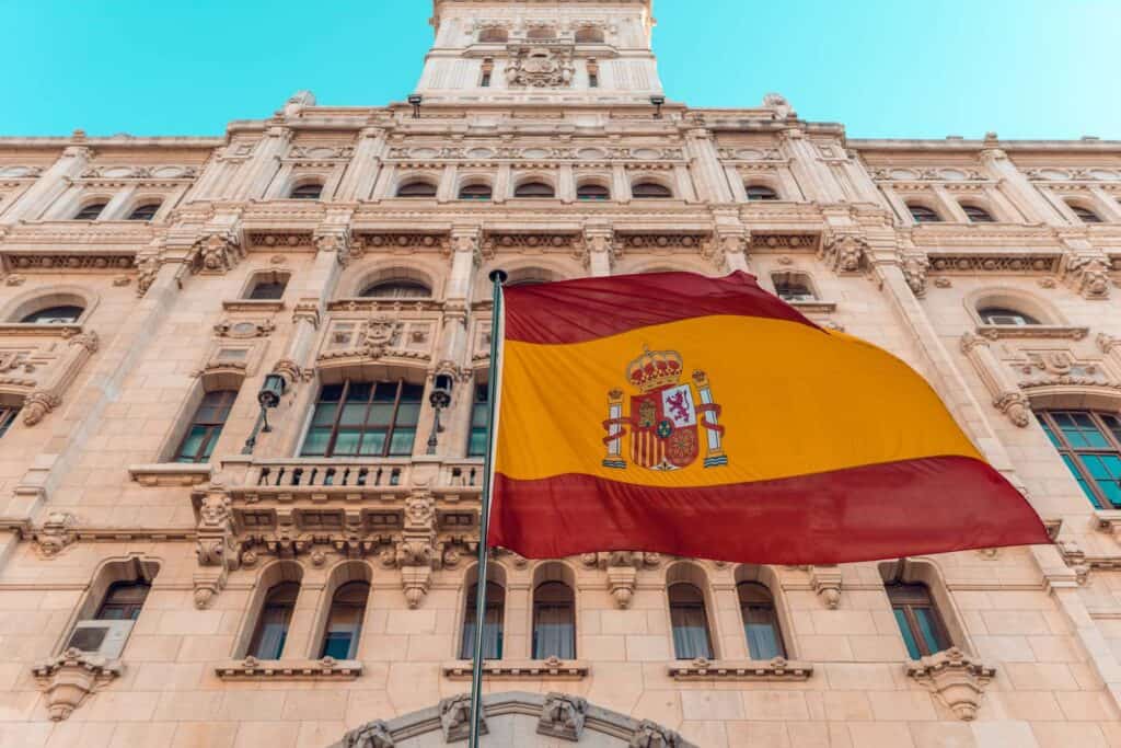 Spanish flag in front of building