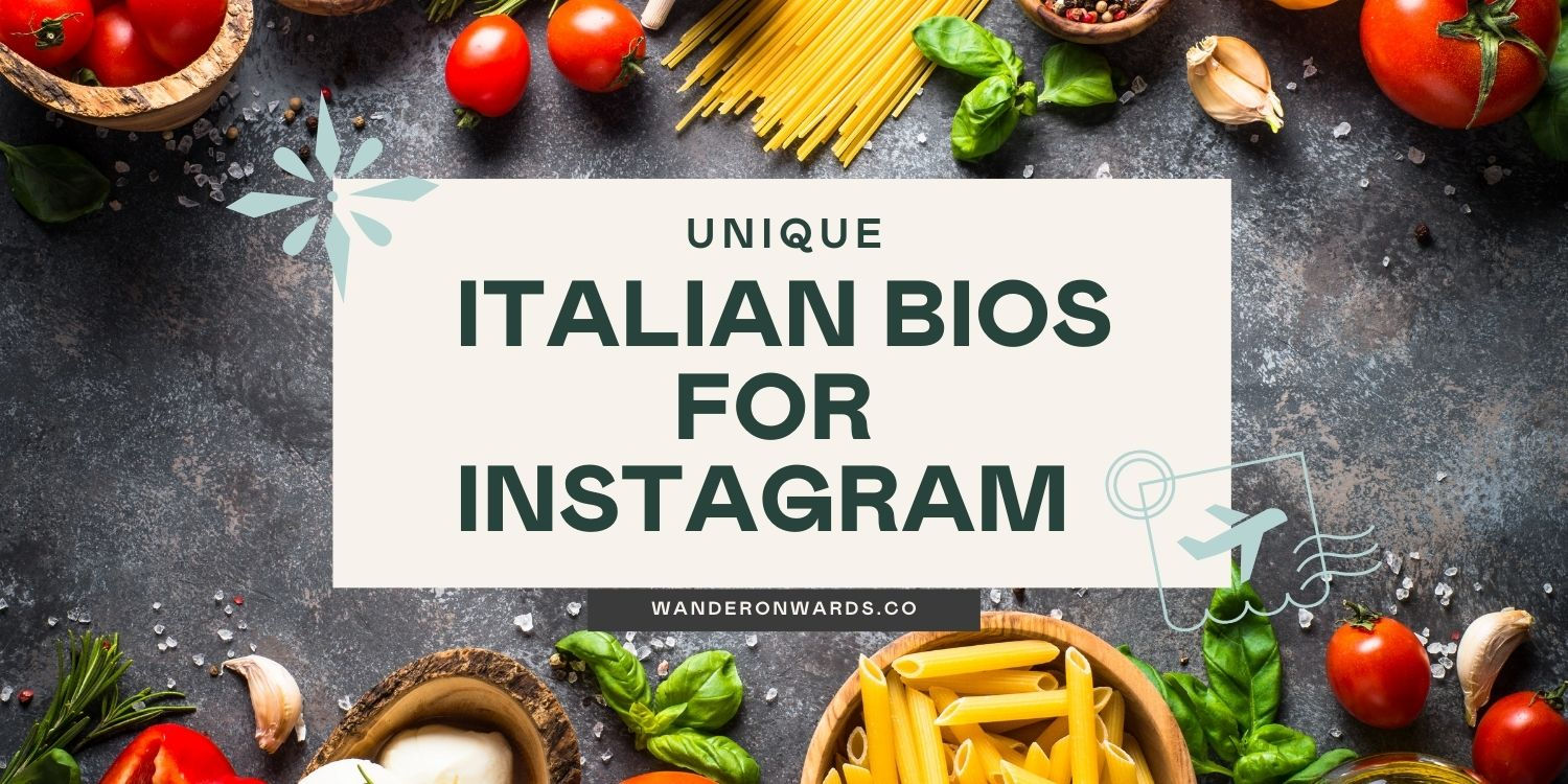text says "unique italian bios for instagram"