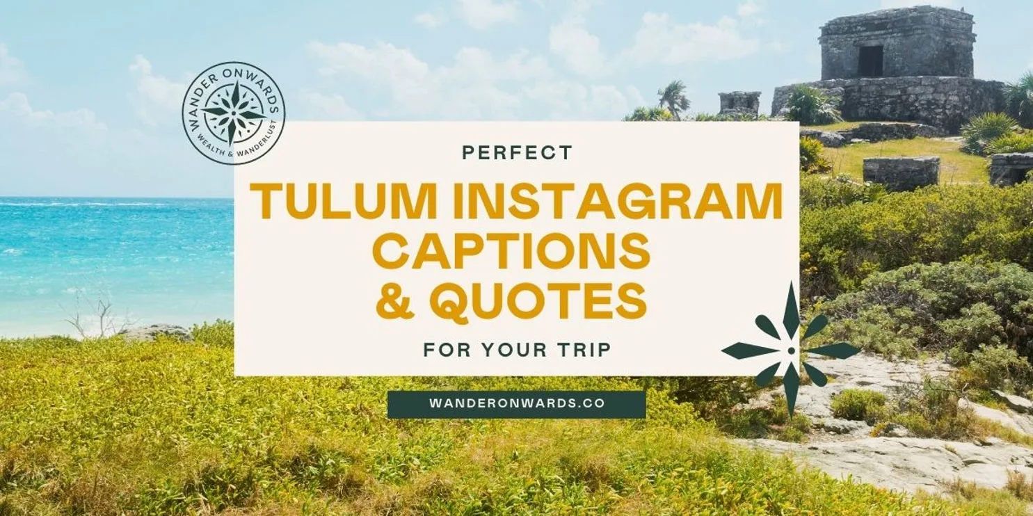 text says "perfect tulum instagram captions & quotes for your trip"