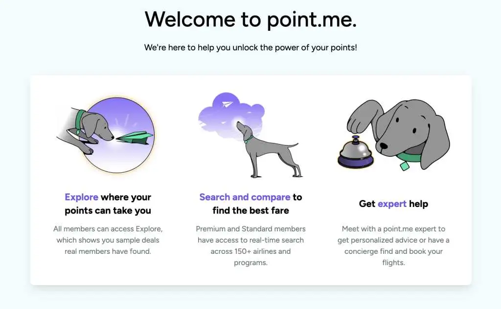 point.me welcome page
