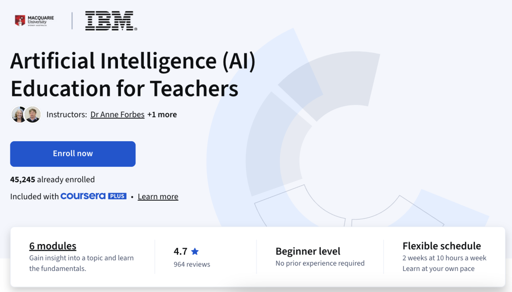 IBM AI Education for Teachers Coursera Course
