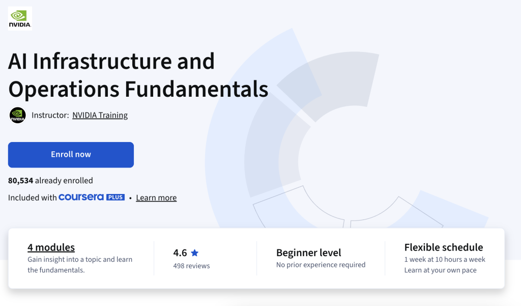 Nvidia AI Infrastructure and Operations Fundamentals Coursera Course